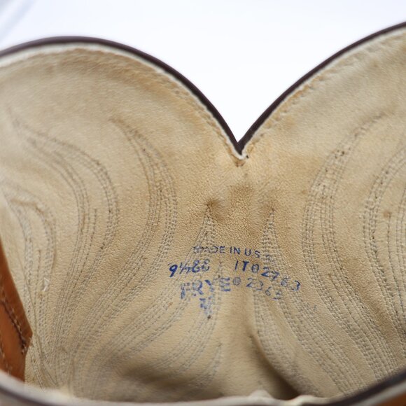 Frye Western Lizard Brown Leather Boots Men's 9.5 EE Pull On Cowboy Made in USA - Picture 8 of 15